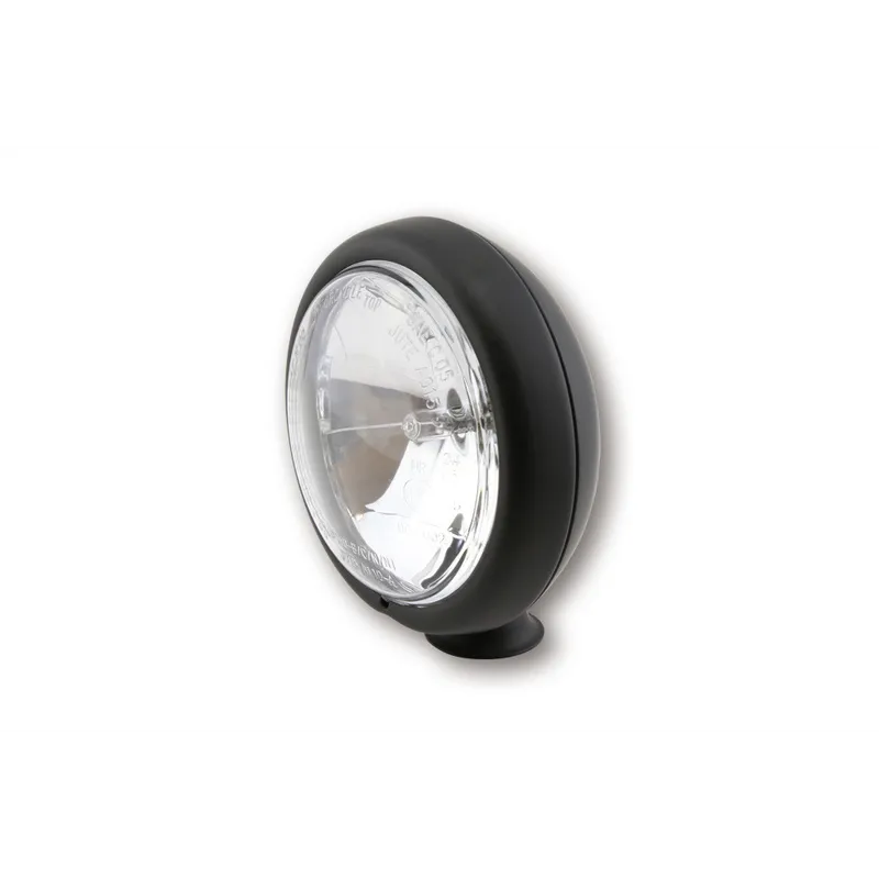 cafe 4 racer - SHIN YO 4 1/2 inch high beam headlight, glossy black, chrome - Shin Yo Headlights bottom mount 