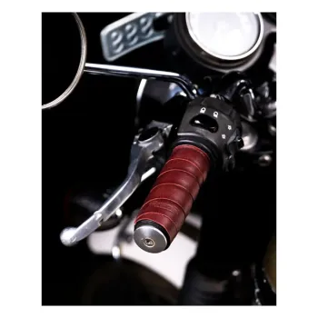 cafe 4 racer - Trip Machine, leather handlebar grip wraps. Cherry red - Tripmachine Grip Wraps 