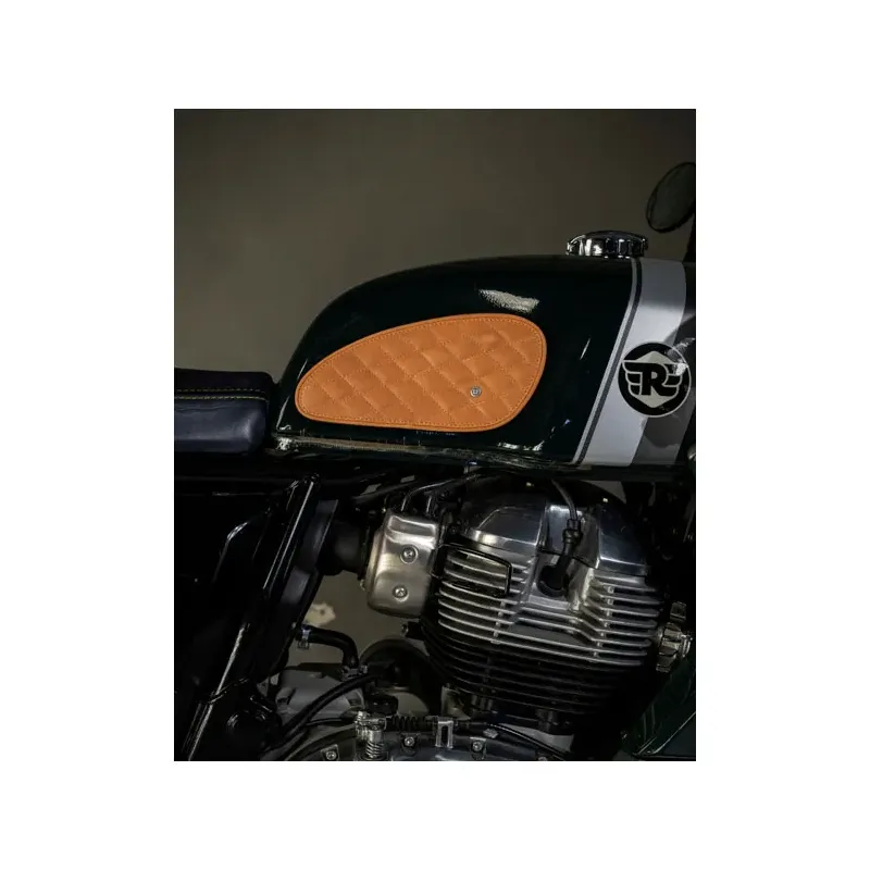 cafe 4 racer - Trip Machine, Diamantový kožený set podložky nádrže na benzín. Tan - Tripmachine Boční ochranná & Popruhy  nádrže 