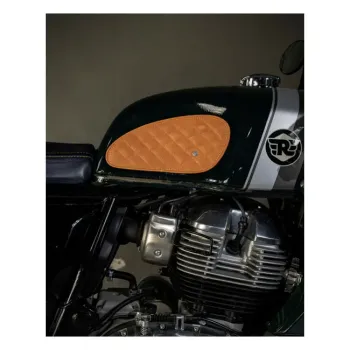 cafe 4 racer - Trip Machine, Diamantový kožený set podložky nádrže na benzín. Tan - Tripmachine Boční ochranná & Popruhy  nádrže 