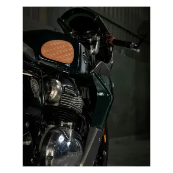 cafe 4 racer - Trip Machine, Diamantový kožený set podložky nádrže na benzín. Tan - Tripmachine Boční ochranná & Popruhy  nádrže 