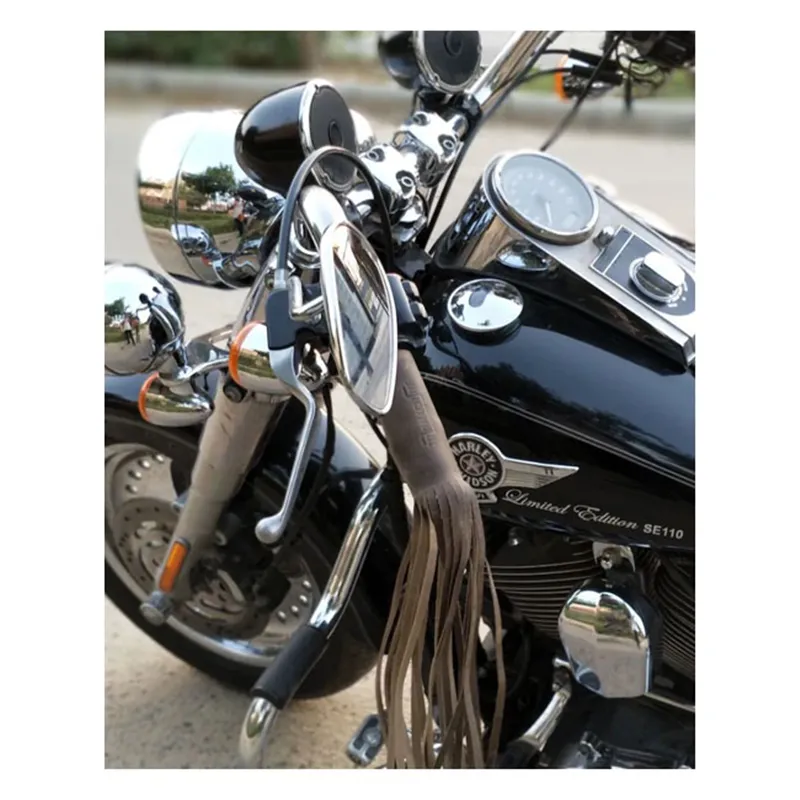 cafe 4 racer - Trip Machine, kožené rukojeti s třásněmi. Tabákově hnědé. - Tripmachine Omotávky rukojetí 