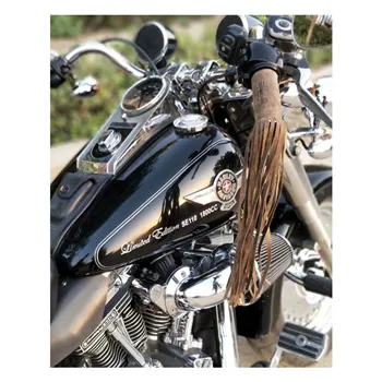 cafe 4 racer - Trip Machine, kožené rukojeti s třásněmi. Tabákově hnědé. - Tripmachine Omotávky rukojetí 