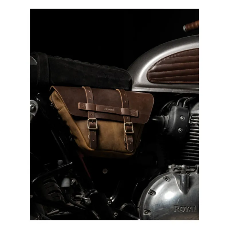 cafe 4 racer - Trip Machine, Wingman side panel bag set. Tobacco brown - Tripmachine Bags 