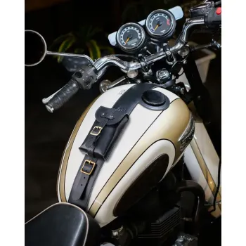 cafe 4 racer - Trip Machine, Moto Exclusive Tank Strap & Utility Pouch - Tripmachine Triumph Bonneville 