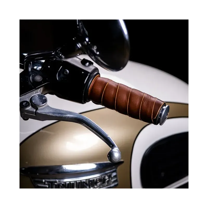 cafe 4 racer - Trip Machine, leather handlebar grip wraps. Dark Tan Cognac - Tripmachine Omototávky rukovätí 