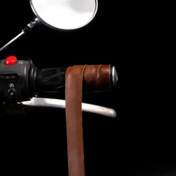 cafe 4 racer - Trip Machine, leather handlebar grip wraps. Dark Tan Cognac - Tripmachine Omototávky rukovätí 