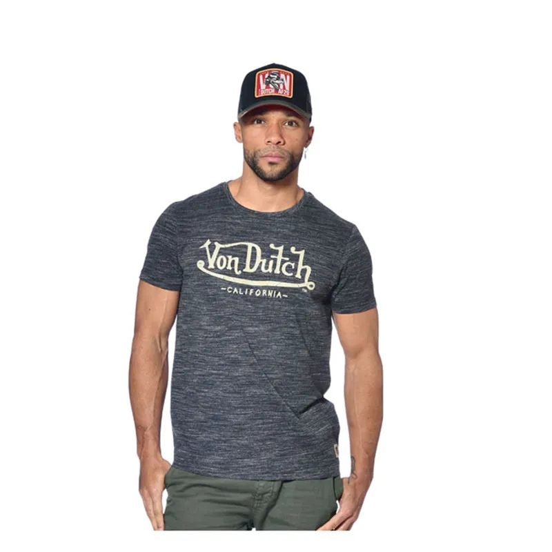 cafe 4 racer - Von Dutch prvé logo tričko sivé - Von Dutch Tričká 