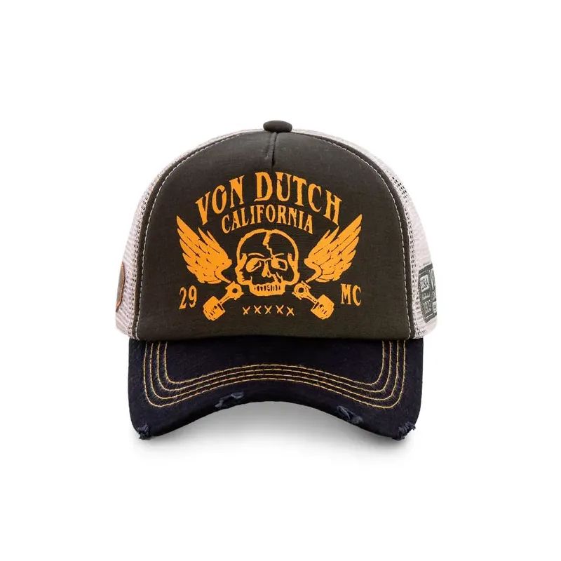cafe 4 racer - Von Dutch Crew cap black/orange - Von Dutch Caps 