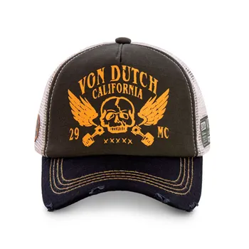 cafe 4 racer - Von Dutch Posádková čiapka čierna/oranžová - Von Dutch Šiltovka 