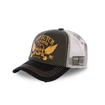 cafe 4 racer - Von Dutch Posádková čiapka čierna/oranžová - Von Dutch Šiltovka 