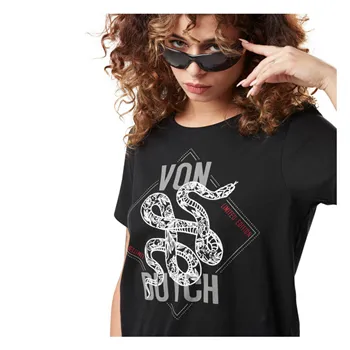 cafe 4 racer - Von Dutch Dámské tričko s potiskem hada černé - Von Dutch Trička 