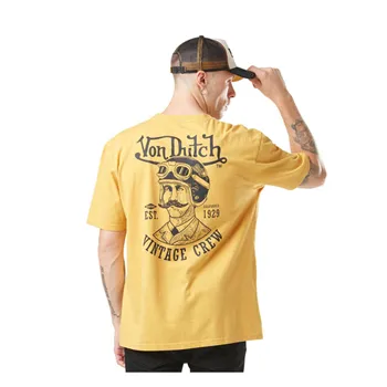 cafe 4 racer - Von Dutch Print hrudné tričko žlté - Von Dutch Tričká 