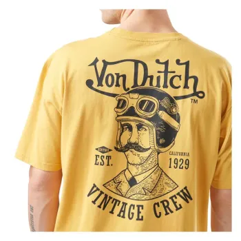 cafe 4 racer - Von Dutch Print chest t-shirt yellow - Von Dutch T-Shirts 