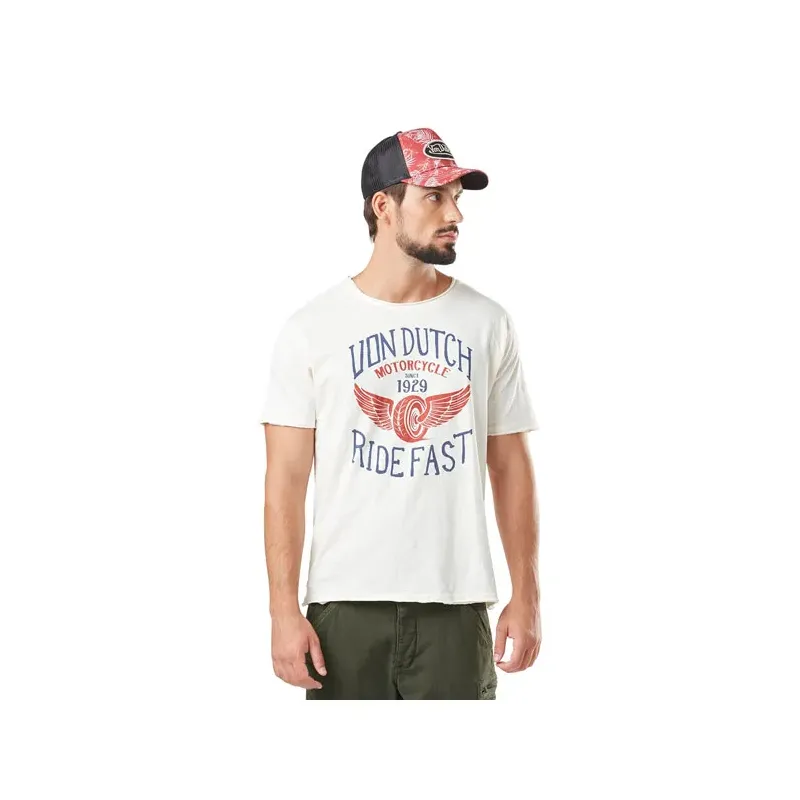 cafe 4 racer - Von Dutch Slub t-shirt white/black/red - Von Dutch T-Shirts 