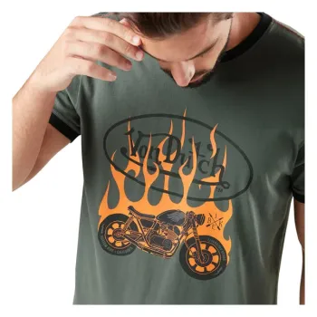 cafe 4 racer - Von Dutch Fire tričko šedá/oranžová - Von Dutch Tričká 