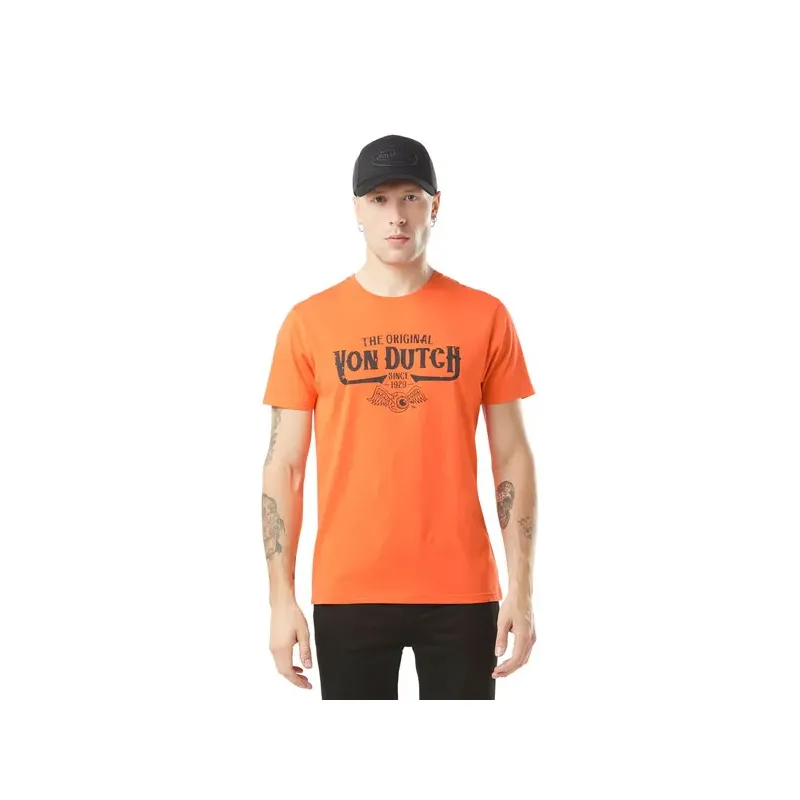 cafe 4 racer - Von Dutch Original t-shirt orange - Von Dutch Trička 