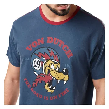 cafe 4 racer - Von Dutch Tričko s potlačou pes modré  - Von Dutch Tričká 