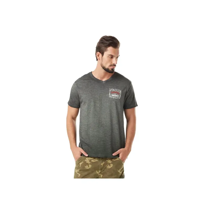 cafe 4 racer - Von Dutch V-neck t-shirt dark grey - Von Dutch T-Shirts 