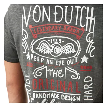 cafe 4 racer - Von Dutch Tričko s výstrihom do V tmavo šedé - Von Dutch Tričká 