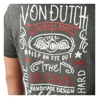 cafe 4 racer - Von Dutch V-neck t-shirt dark grey - Von Dutch T-Shirts 