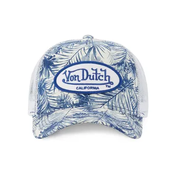 cafe 4 racer - Von Dutch Lifestyle cap imprime plants blue/white - Von Dutch Caps 