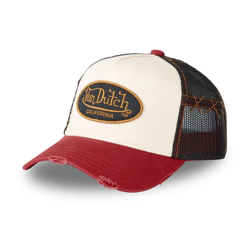 cafe 4 racer - Von Dutch čiapka s logom šedá/červená - Von Dutch Šiltovka 