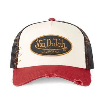 cafe 4 racer - Von Dutch čiapka s logom šedá/červená - Von Dutch Šiltovka 