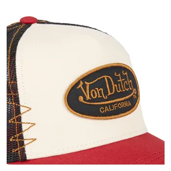 cafe 4 racer - Von Dutch čiapka s logom šedá/červená - Von Dutch Šiltovka 