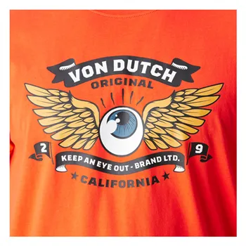 cafe 4 racer - Von Dutch Wings Orange t-shirt - Von Dutch T-Shirts 