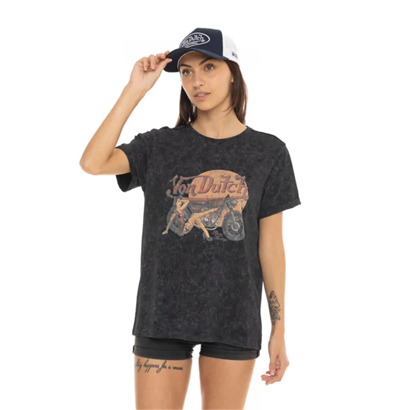 cafe 4 racer - Von Dutch Pin Up female t-shirt black - Von Dutch T-Shirts 