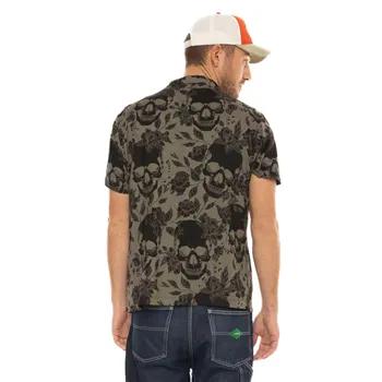 cafe 4 racer - Von Dutch Skully shirt green - Von Dutch Shirts 