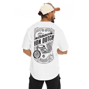 cafe 4 racer - Von Dutch Tričko s potlačou rámu biele - Von Dutch Tričká 