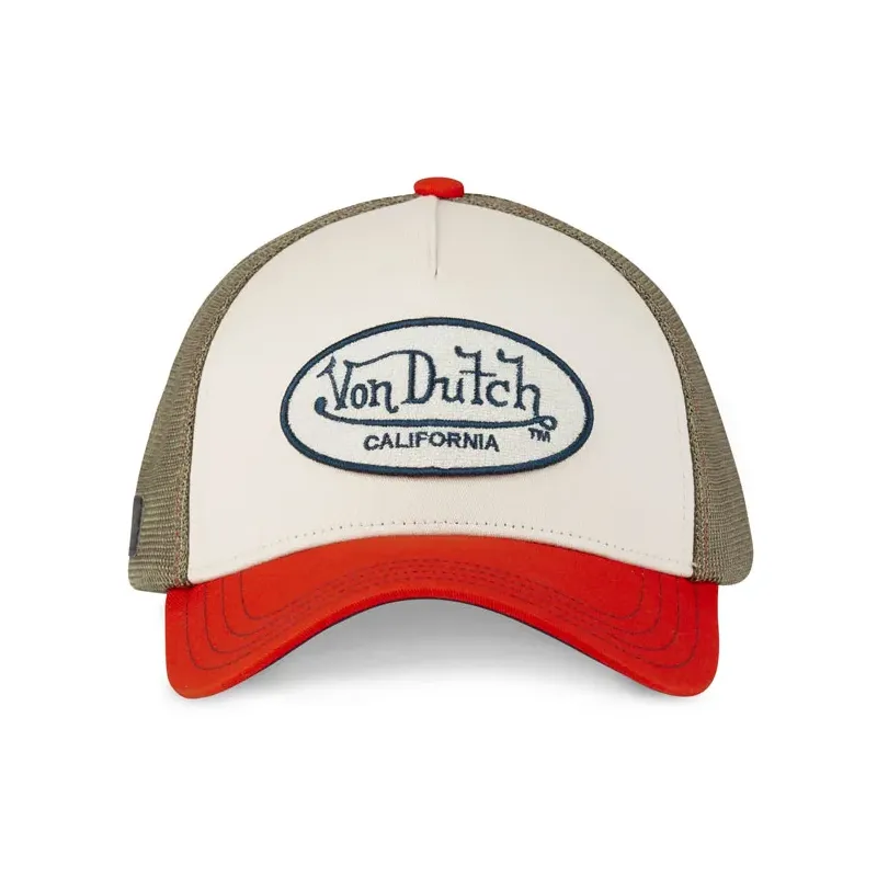 cafe 4 racer - Von Dutch Terry čiapka červená/khaki - Von Dutch Šiltovka 