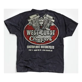 cafe 4 racer - WCC Panhead vintage tričko navy - WEST COAST CHOPPERS Trička 
