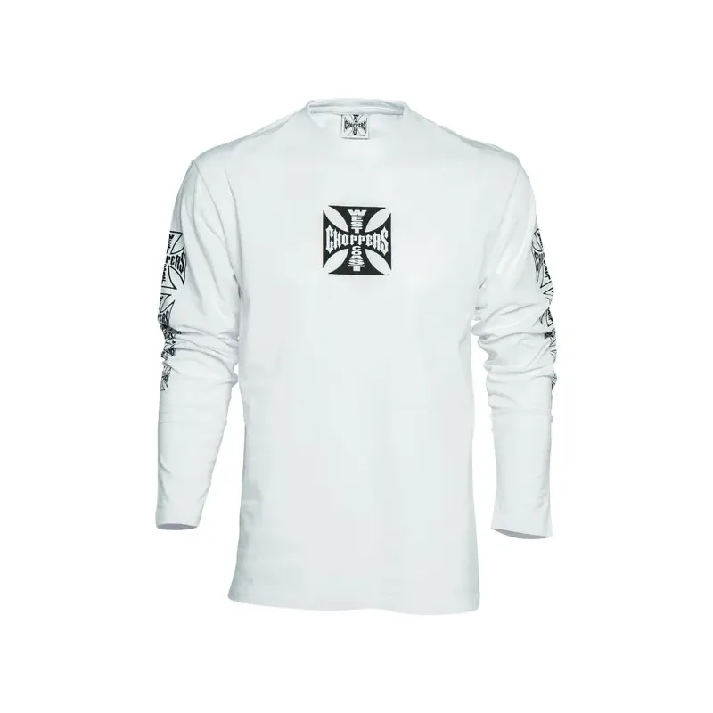 cafe 4 racer - WCC OG Cross long sleeve white - WEST COAST CHOPPERS Shirts 
