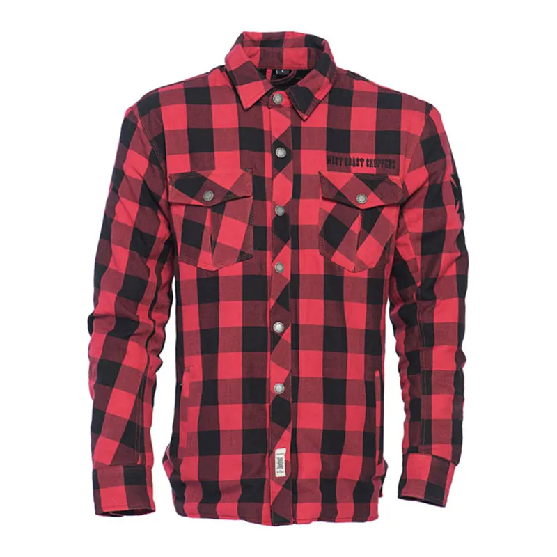 cafe 4 racer - WCC Dominator riding flannel shirt red/black CE appr. - WEST COAST CHOPPERS Shirts 