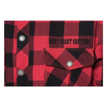 cafe 4 racer - WCC Dominator riding flannel shirt red/black CE appr. - WEST COAST CHOPPERS Shirts 