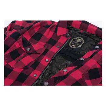 cafe 4 racer - WCC Dominator riding flannel shirt red/black CE appr. - WEST COAST CHOPPERS Shirts 