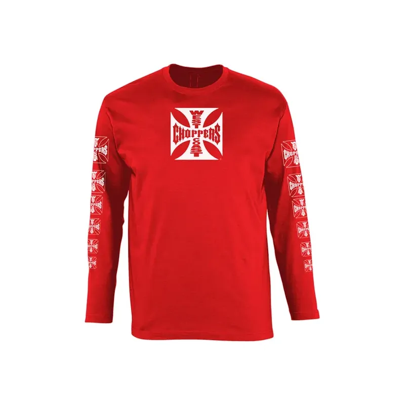 cafe 4 racer - WCC OG logo ATX longsleeve red - WEST COAST CHOPPERS Shirts 