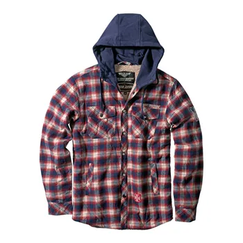 cafe 4 racer - Flanelová bunda WCC s podšívkou Sherpa navy/red - WEST COAST CHOPPERS Bundy 