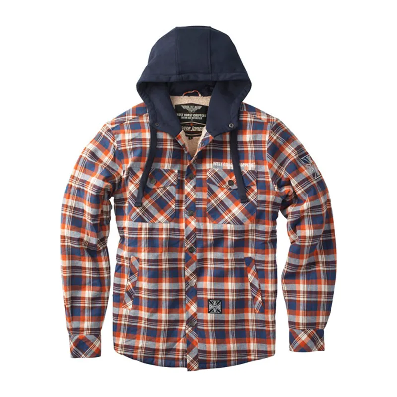cafe 4 racer - WCC Sherpa lined flannel jacket brown/orange - WEST COAST CHOPPERS Jackets 
