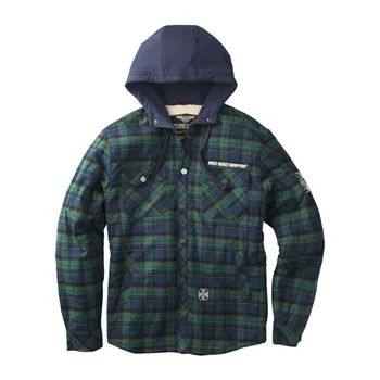 cafe 4 racer - WCC Sherpa lined flannel jacket blue/green - WEST COAST CHOPPERS Jackets 