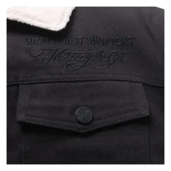 cafe 4 racer - WCC Sherpa lined canvas jacket black - WEST COAST CHOPPERS Jackets 