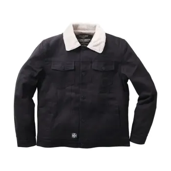 cafe 4 racer - WCC Sherpa lined canvas jacket black - WEST COAST CHOPPERS Jackets 