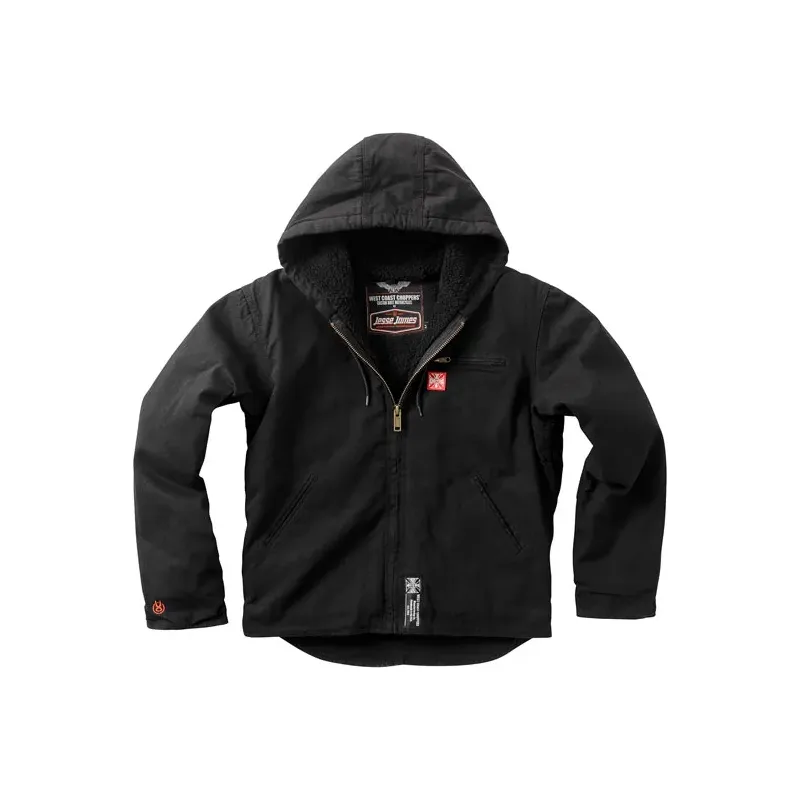 cafe 4 racer - WCC Sherpa lined canvas work jacket black - WEST COAST CHOPPERS Bundy 