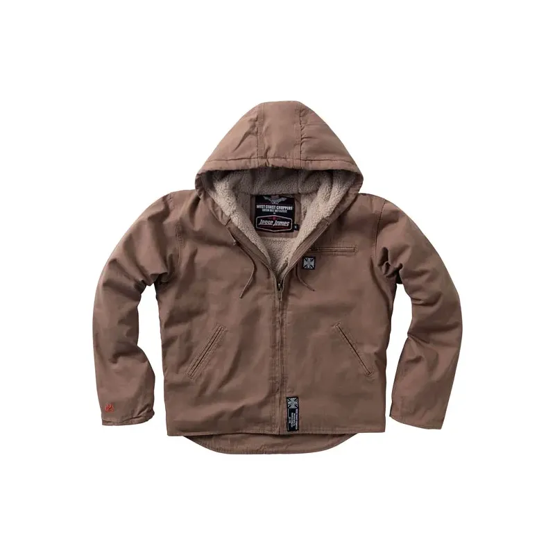 cafe 4 racer - WCC Sherpa lined canvas work jacket frontier brown - WEST COAST CHOPPERS Jackets 