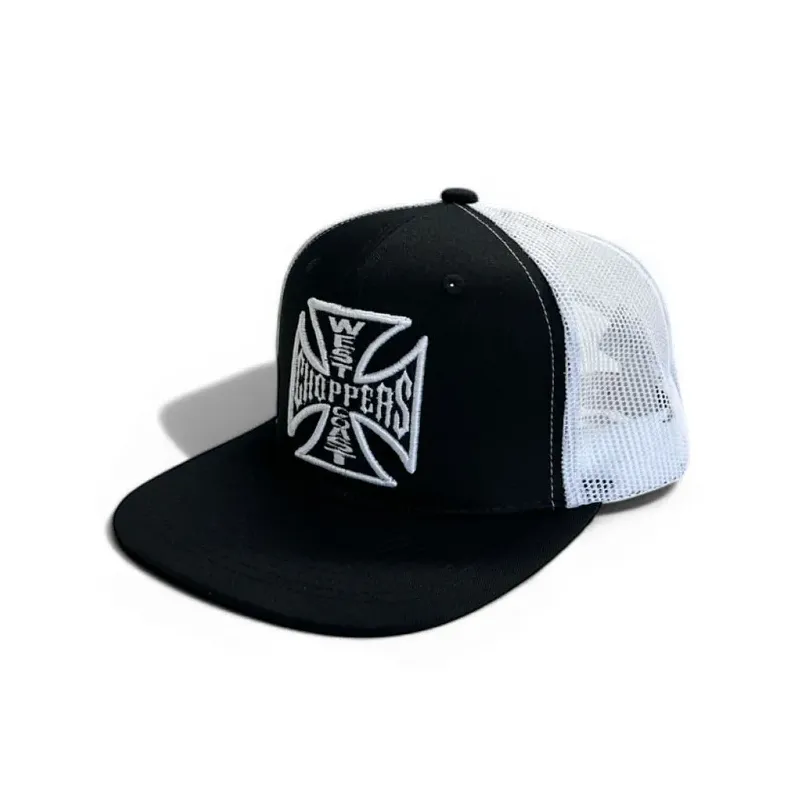 cafe 4 racer - WCC OG Cross Flatbill cap black/white - WEST COAST CHOPPERS Šiltovka 