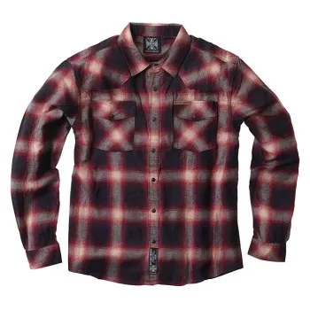 cafe 4 racer - 13 1/2 Oceľová flanelová farba oxblood - 13 1/2 Company Košele 
