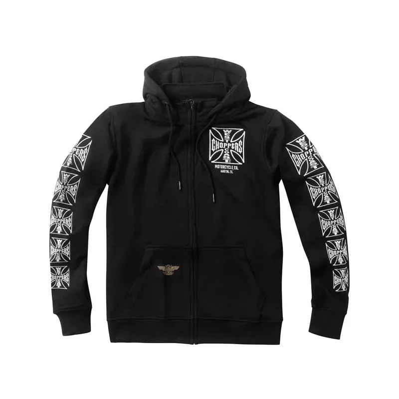 cafe 4 racer - WCC Dominator zip hoodie black - WEST COAST CHOPPERS Mikiny s kapucňou 